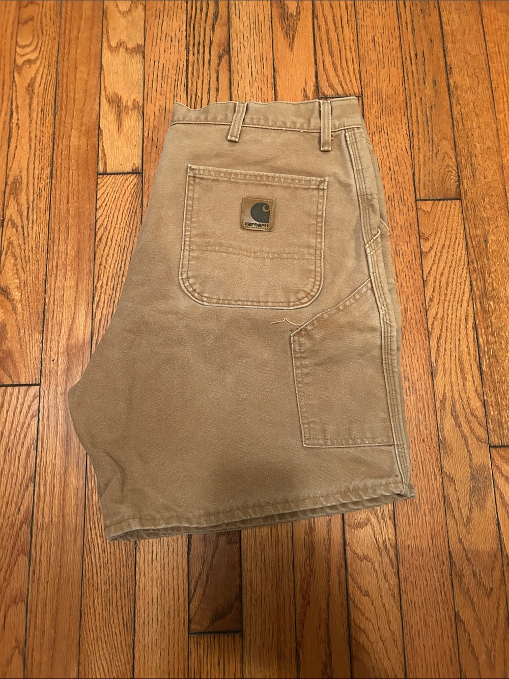 Carhartt Men’s Tan Canvas Cargo Shorts with Utility Pocket